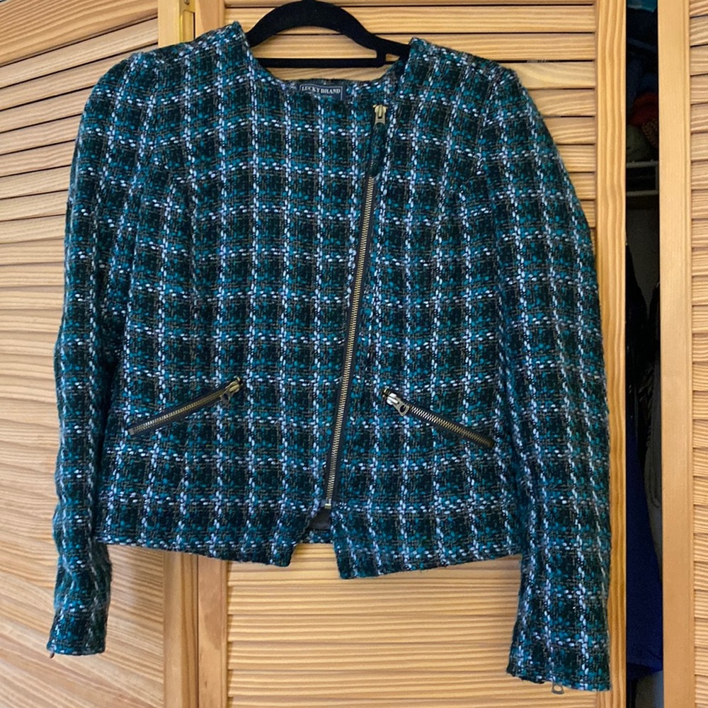 Tweed motorcycle jacket, Lucky Brand size M